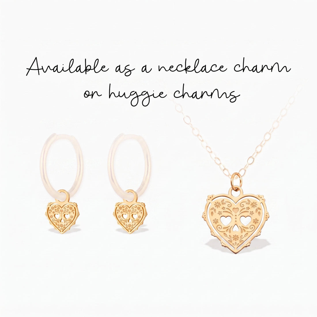 Sugar Skull Heart Charm