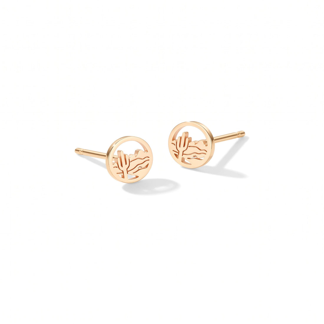 Desert Cactus Charm Stud Earrings