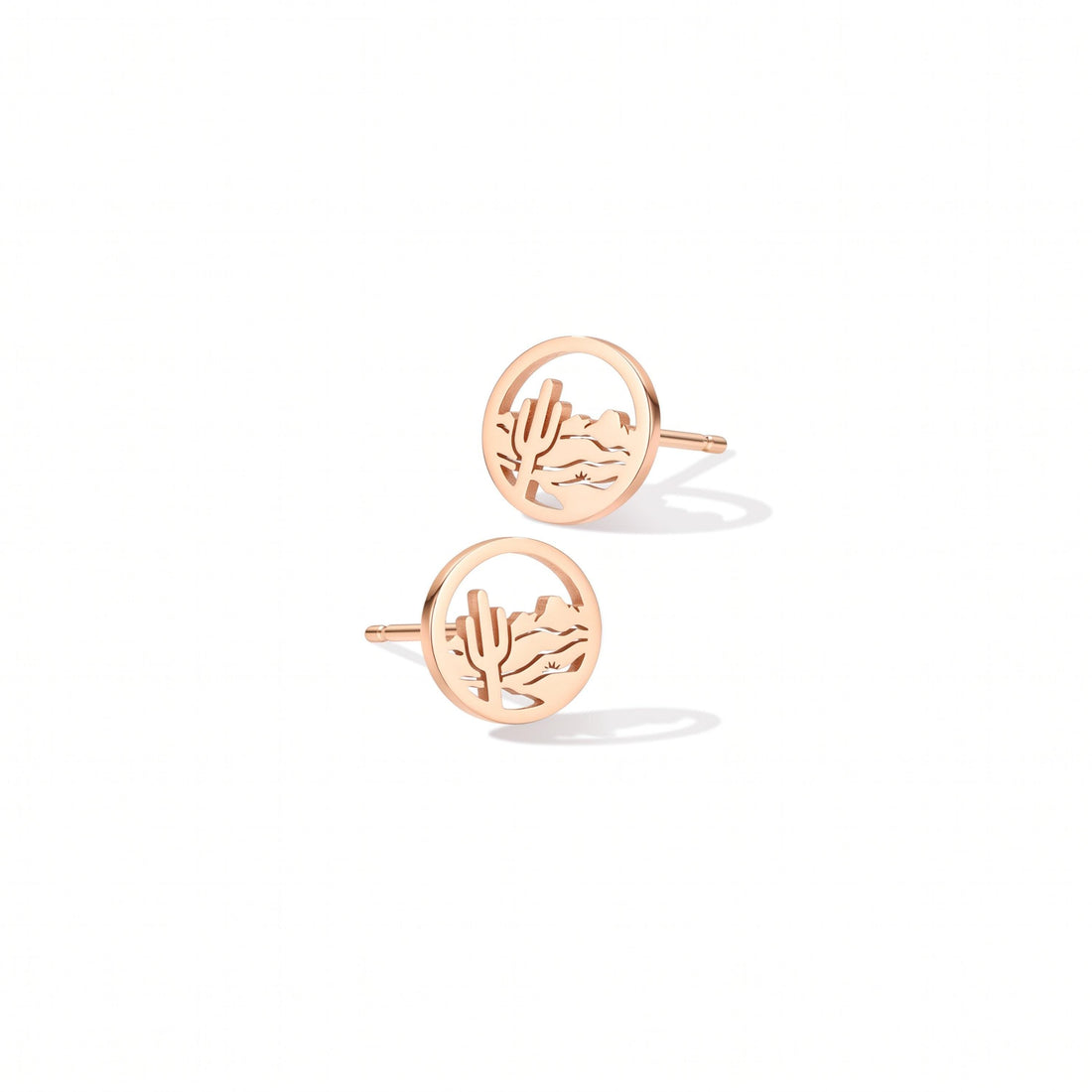 Desert Cactus Charm Stud Earrings
