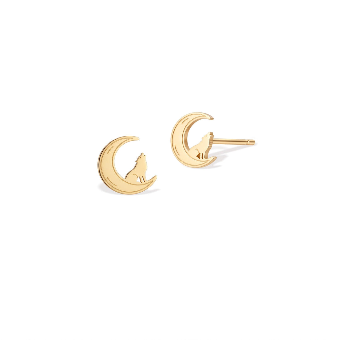 Howling Wolf Moon Stud Earrings