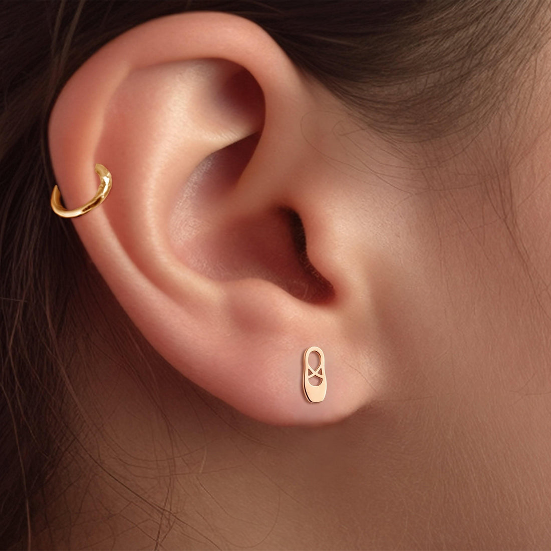 Ballet Slipper Charm Stud Earrings