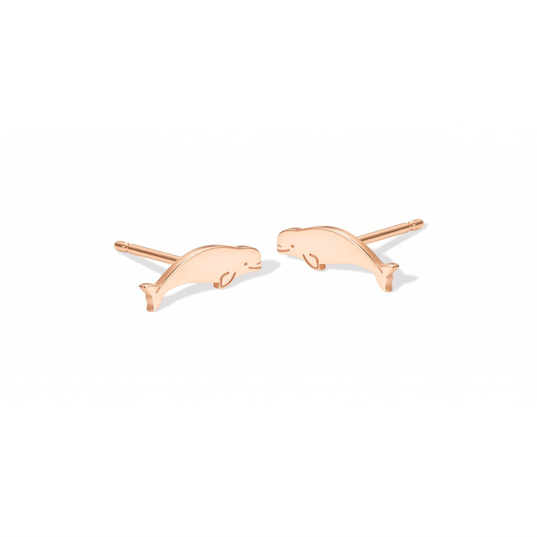 Bullnose Dolphin Charm Stud Earrings