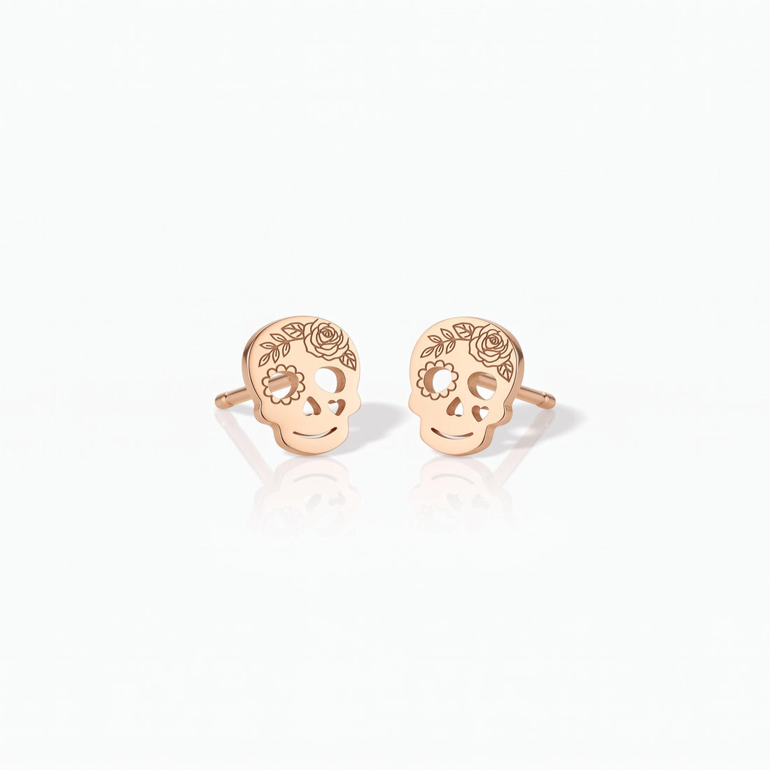 Floral Sugar Skull Stud Earrings
