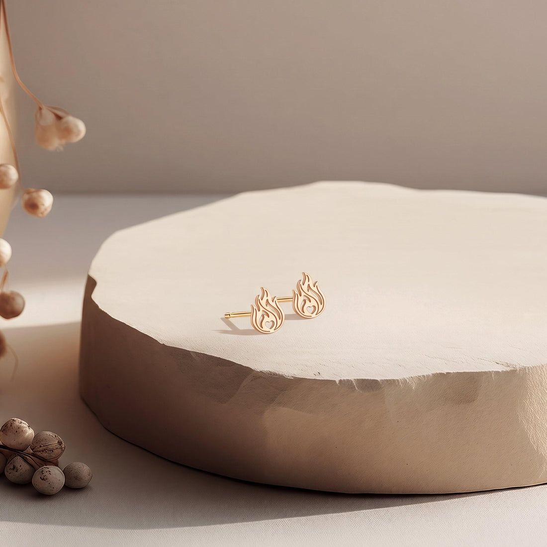 Heart Flame Stud Earrings
