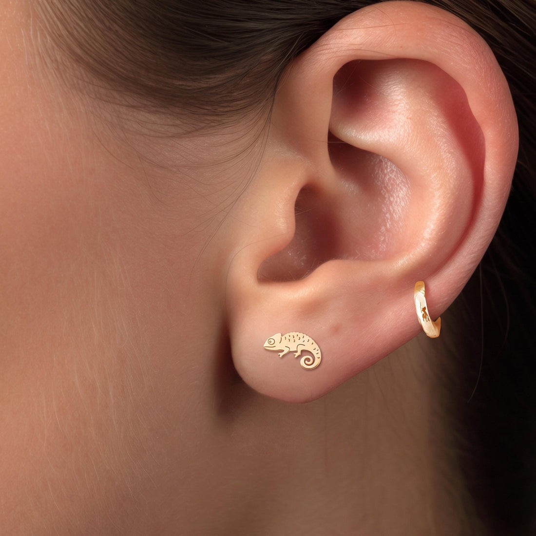 Chameleon Lizard Stud Earrings