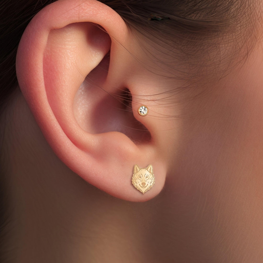 Wolf Head Stud Earrings