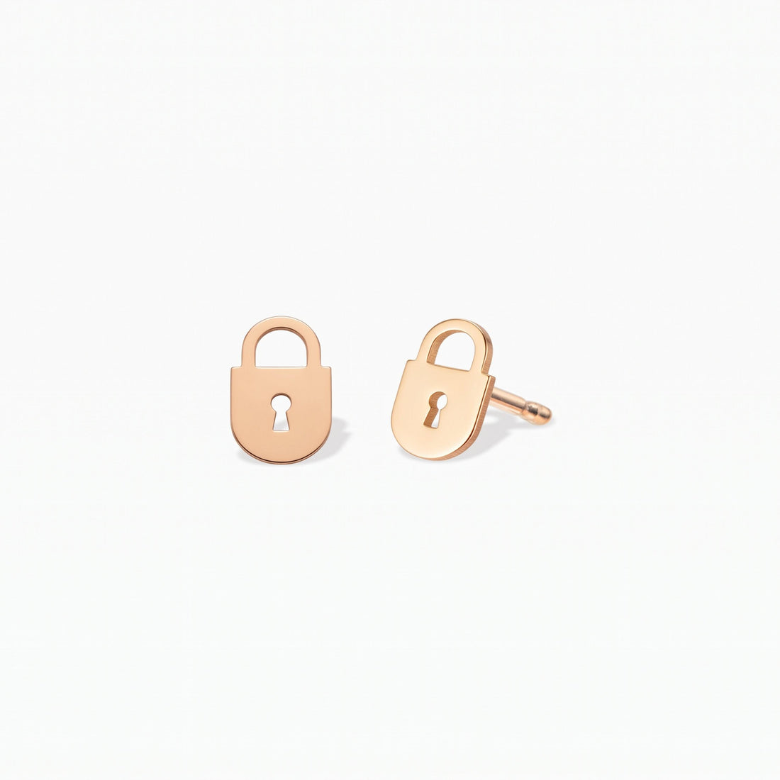 Key Padlock Charm Stud Earrings