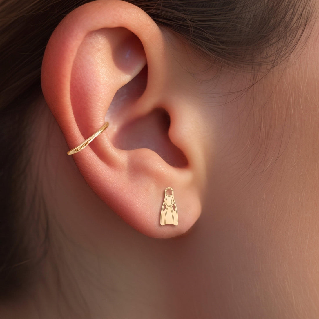 Flipper Fin Charm Stud Earrings