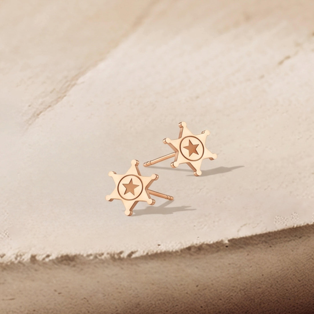 Sheriff Star Badge Stud Earrings