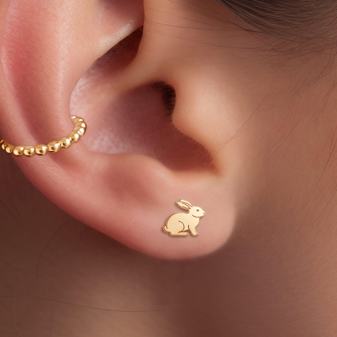 Rabbit Charm Stud Earrings