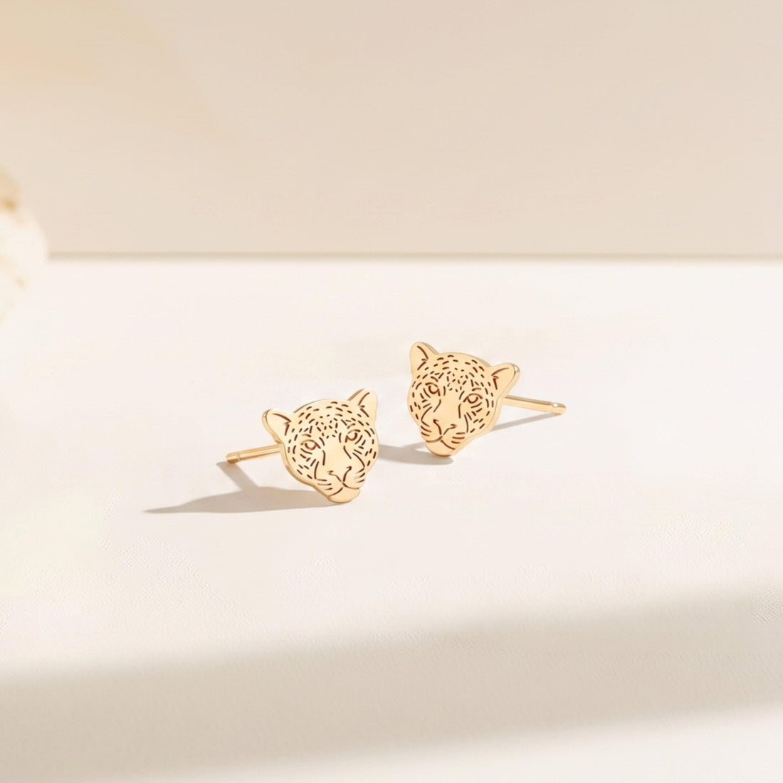 Leopard Cat Charm Stud Earrings