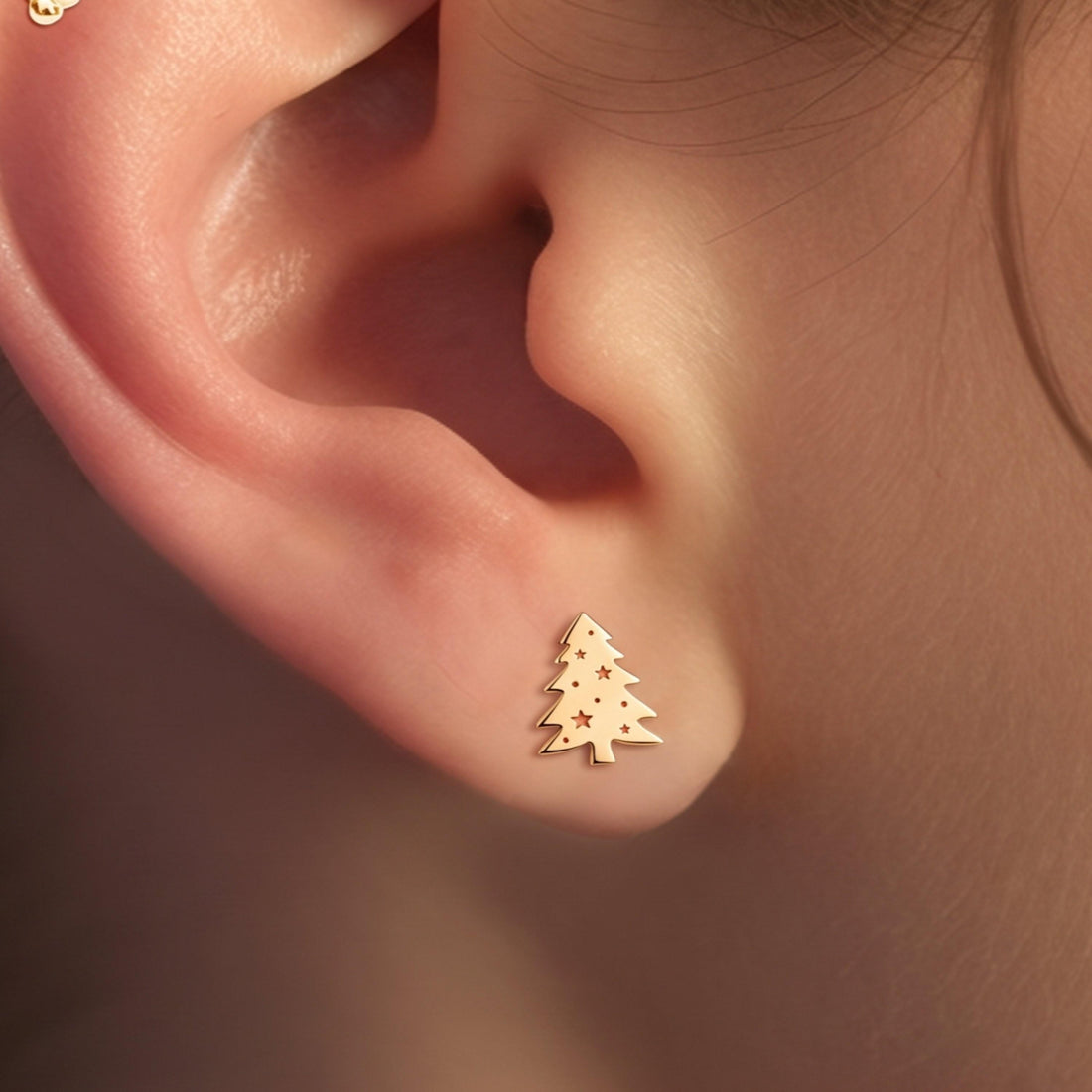 Pine Tree Charm Stud Earrings