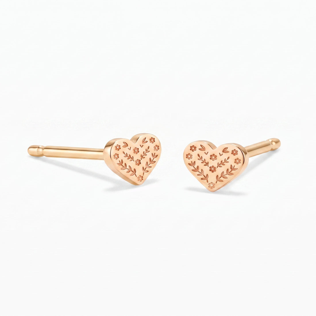 Floral Heart Sugar Skull Stud Earrings