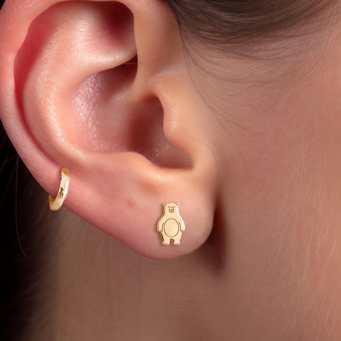 Standing Bear Stud Earrings