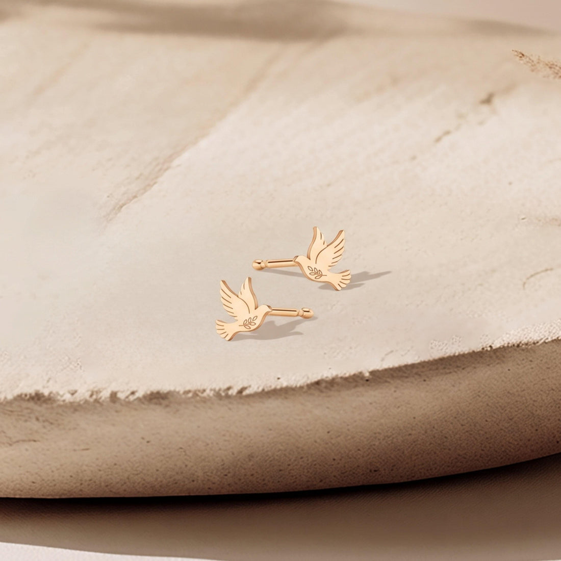 Flying Dove Charm Stud Earrings