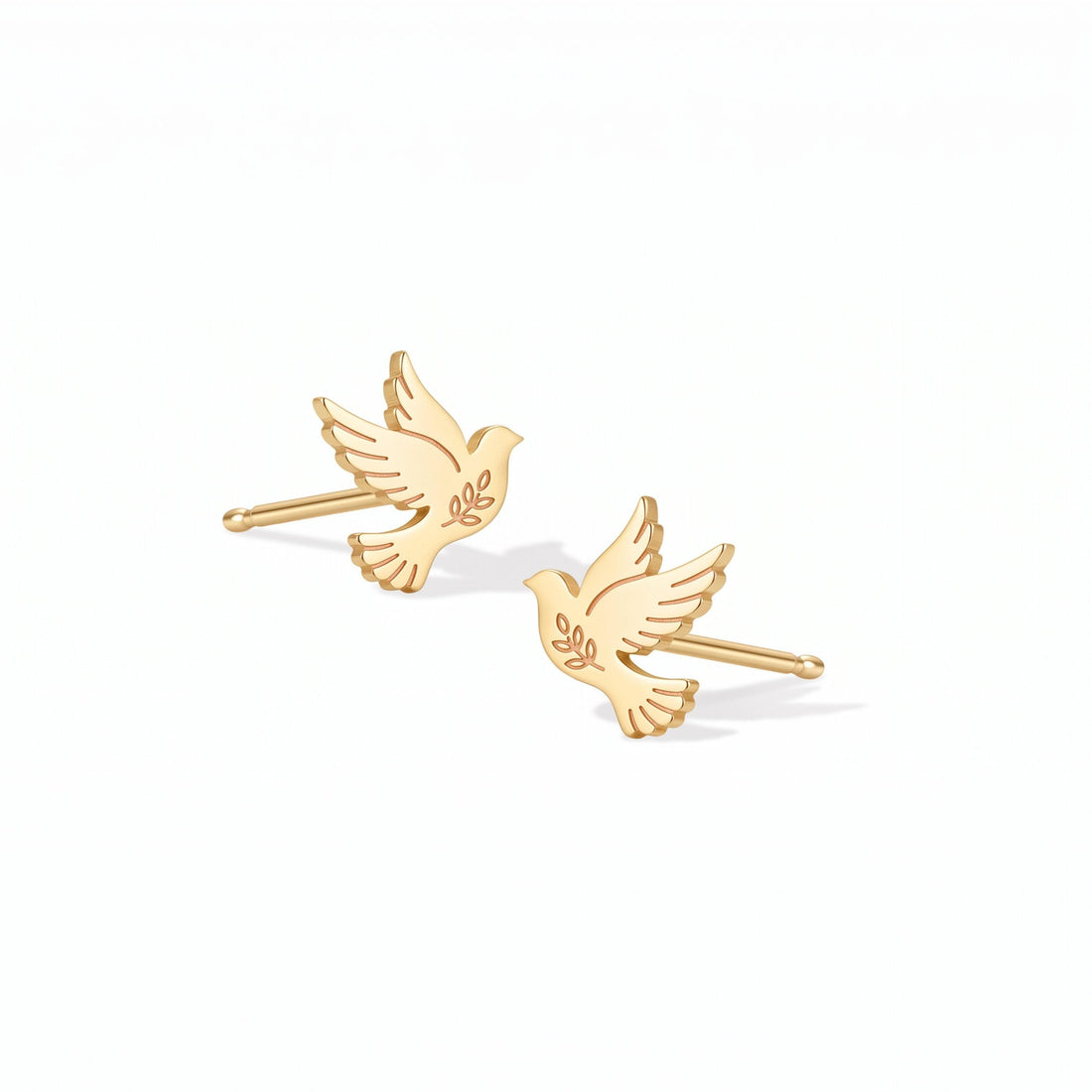 Flying Dove Charm Stud Earrings