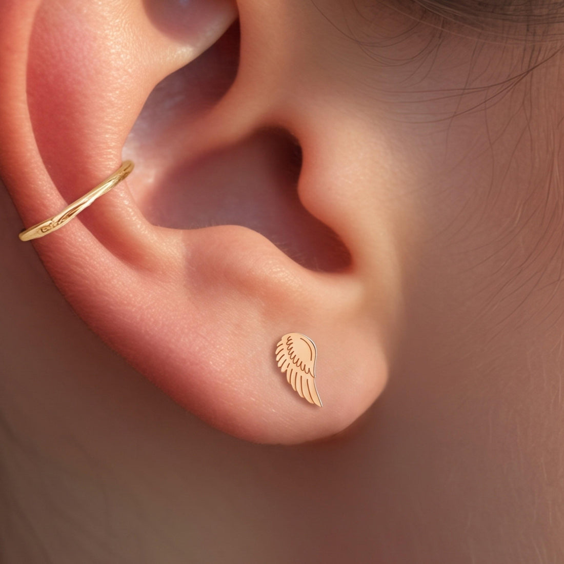 Angel Wings Charm Stud Earrings