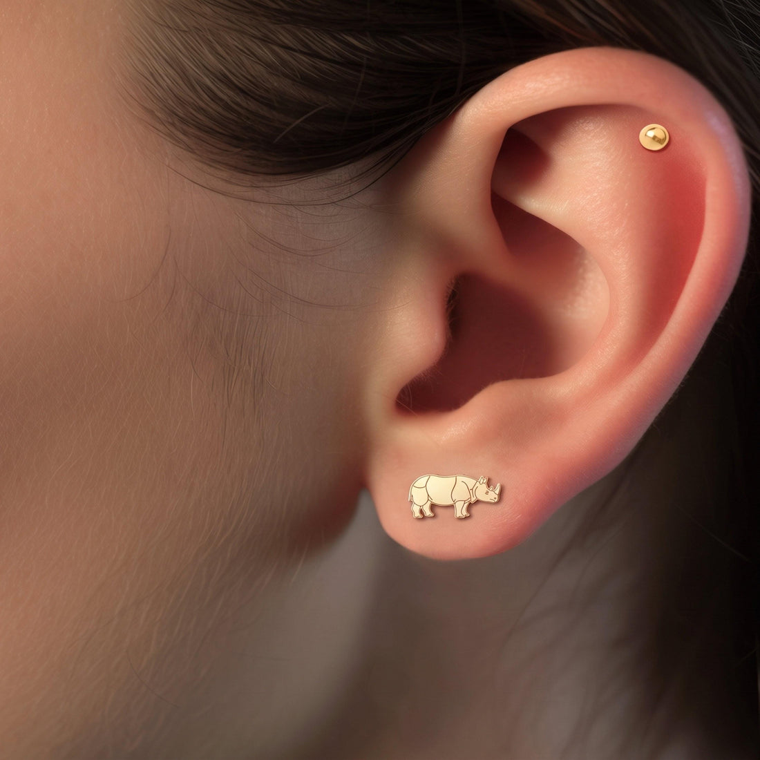Rhino Charm Stud Earrings