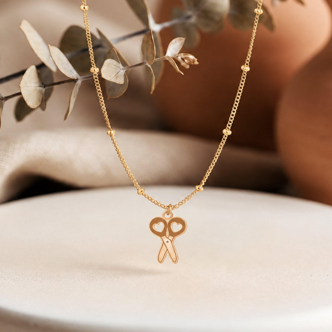 Heart Scissors Charm Necklace
