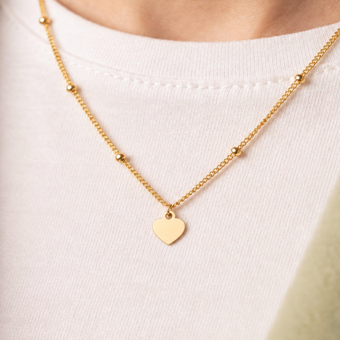 Heart Charm Beady Necklace