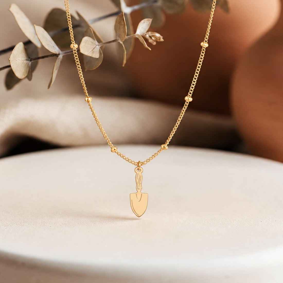 Garden Trowel Charm Beady Necklace