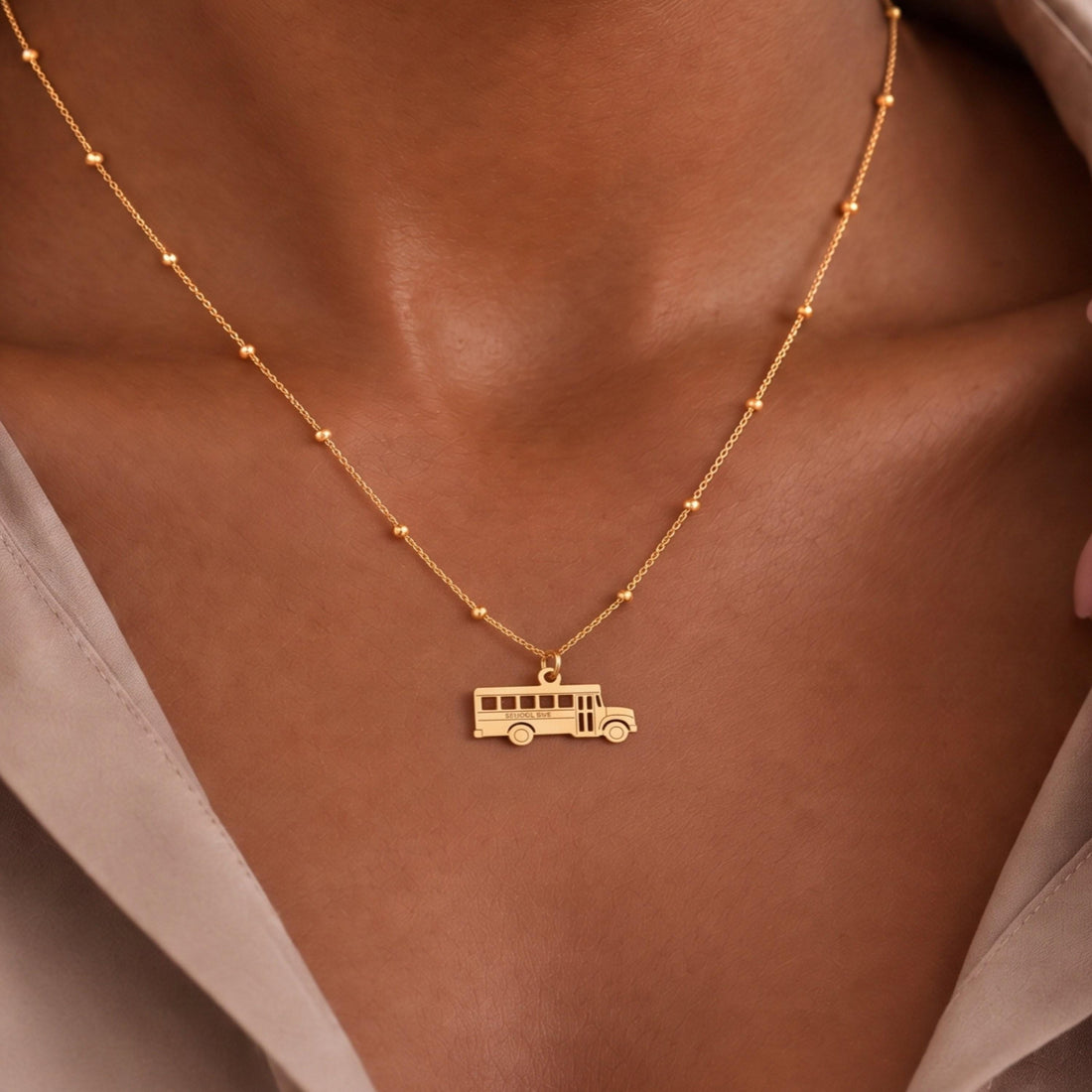 School Bus Charm Necklace