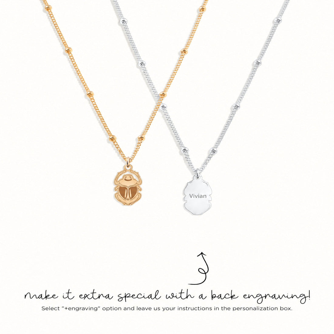 Beetle Charm Beady Necklace