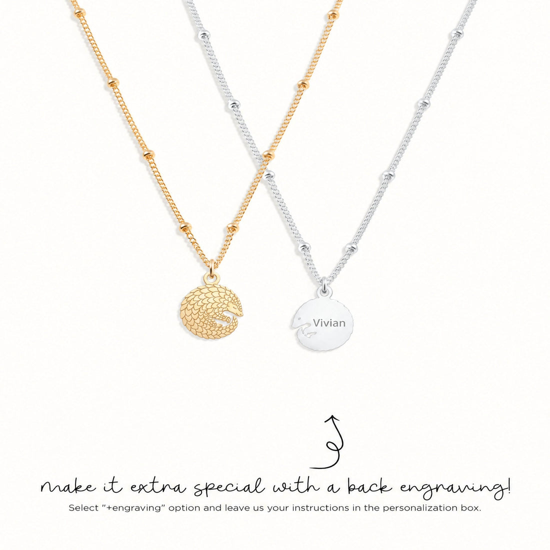 Pangolin Charm Beady Necklace