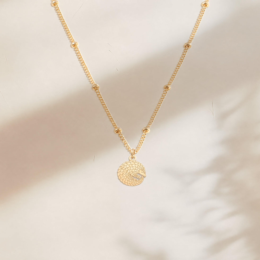 Pangolin Charm Beady Necklace