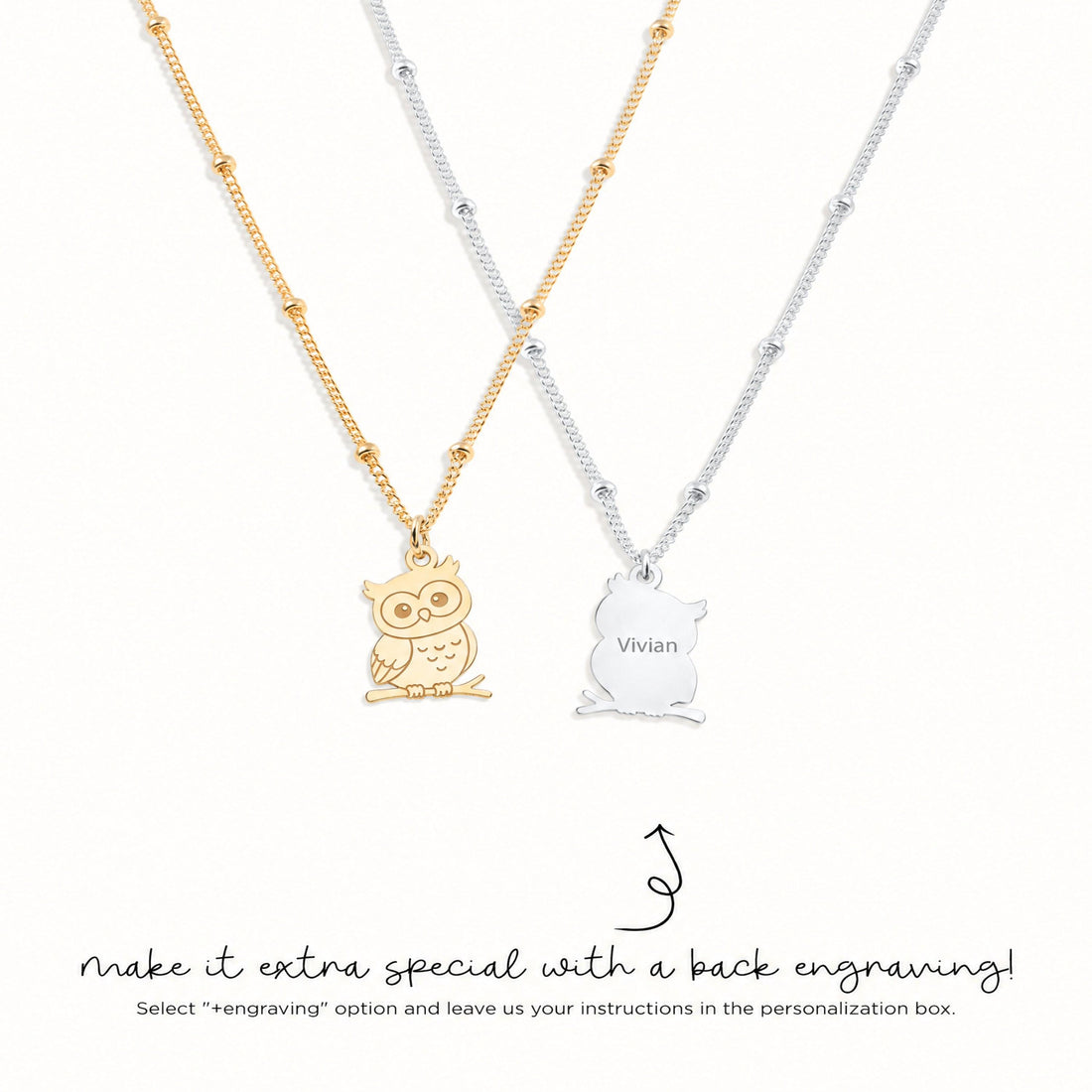 Perched Owl Charm Necklace