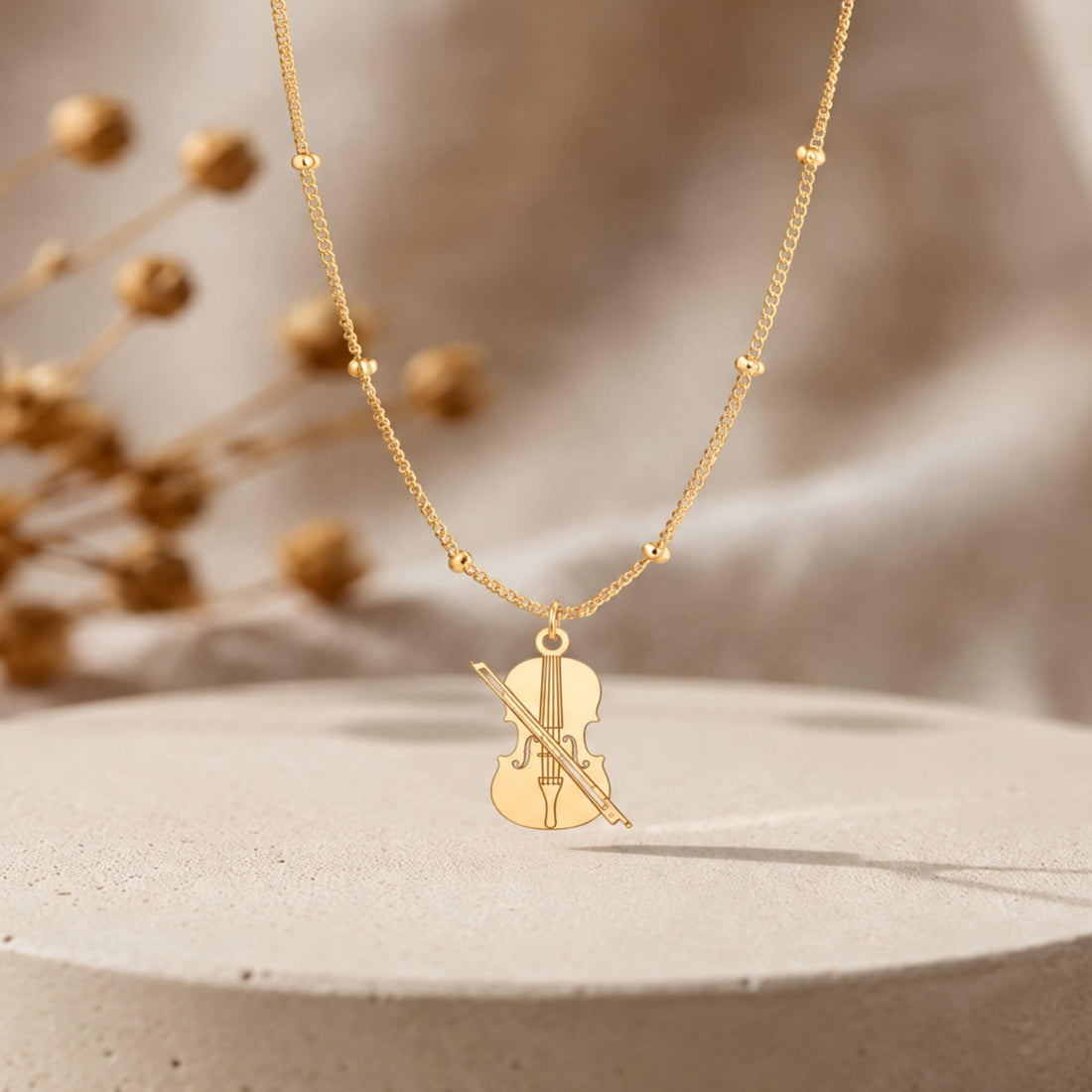 Violin Bow Charm Necklace