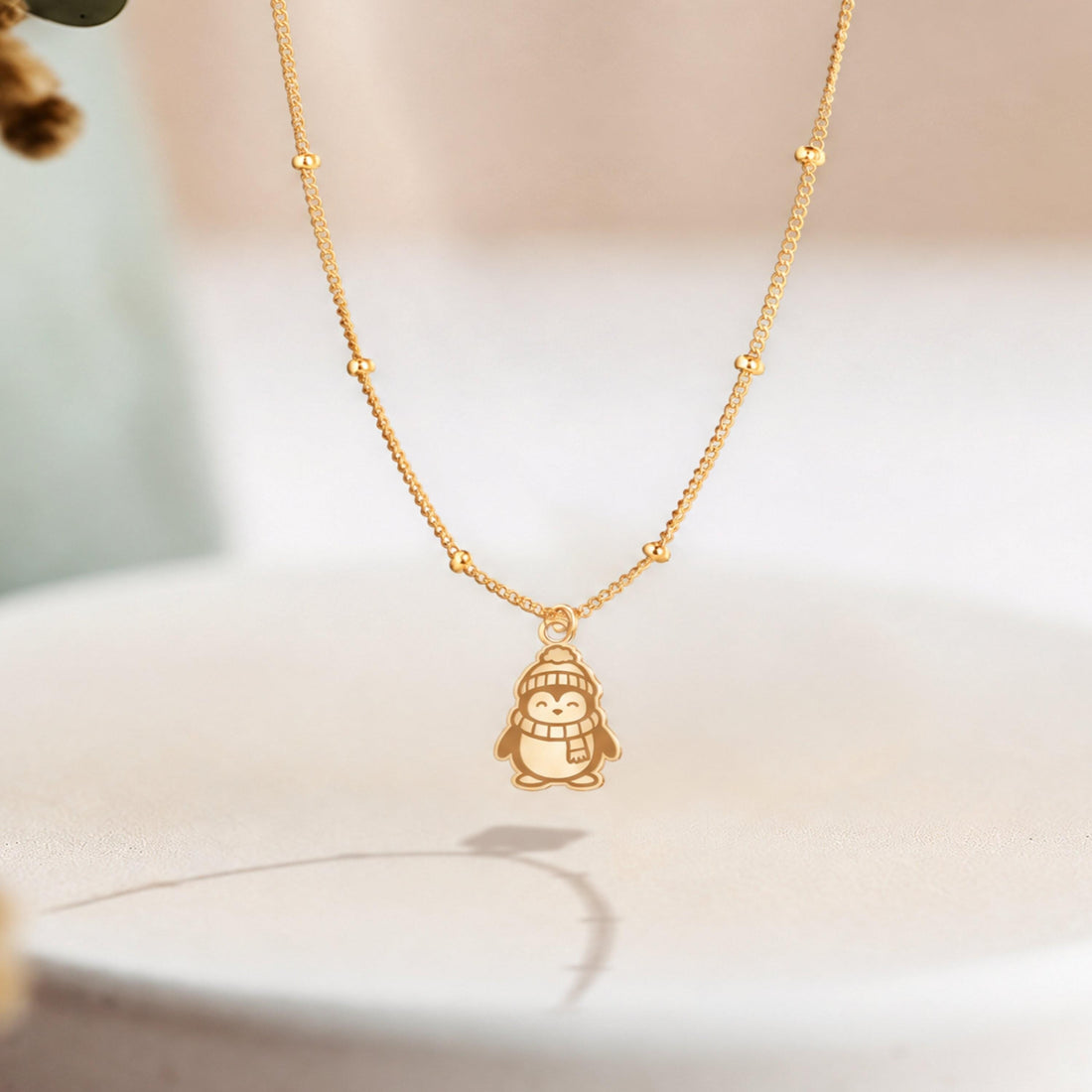 Penguin Charm Beady Necklace
