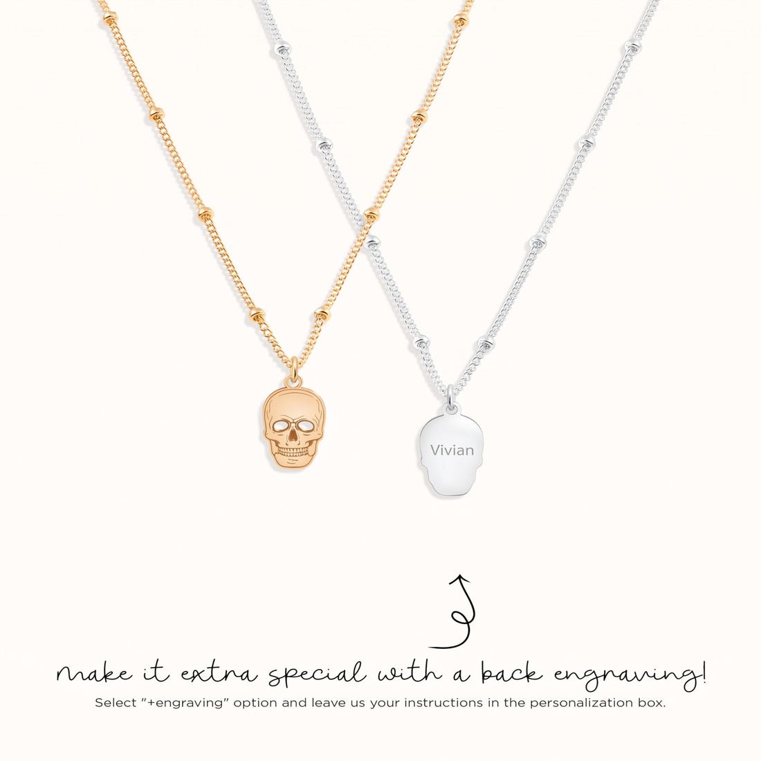 Human Skull Beady Necklace