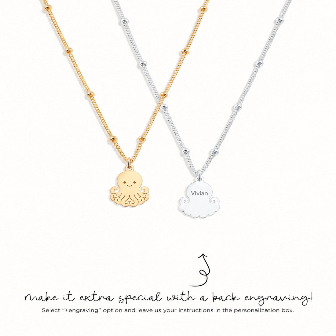 Octopus Charm Beady Necklace