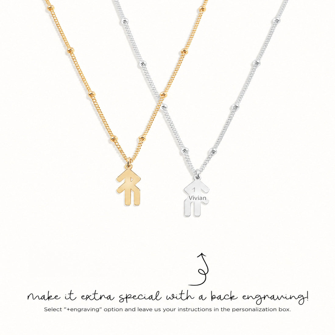 Algiz Rune Beady Necklace