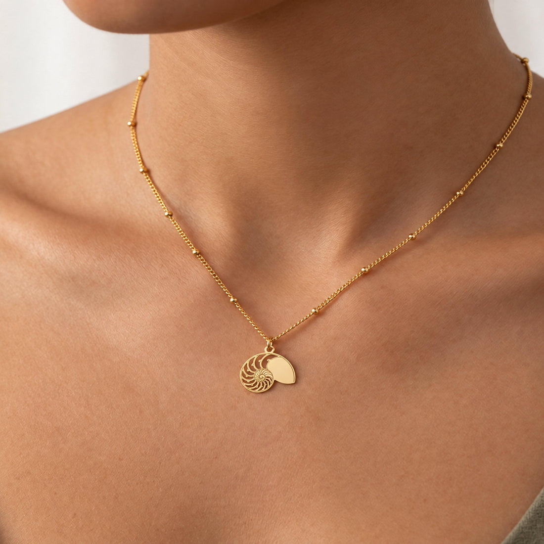 Nautilus Shell Beady Necklace