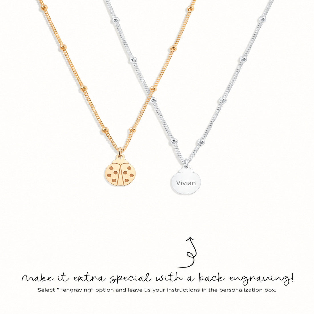 Ladybug Charm Beady Necklace