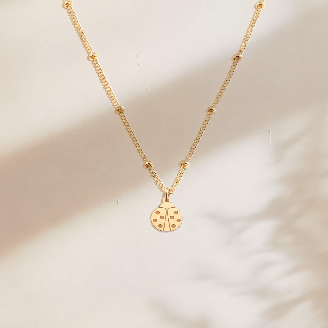 Ladybug Charm Beady Necklace