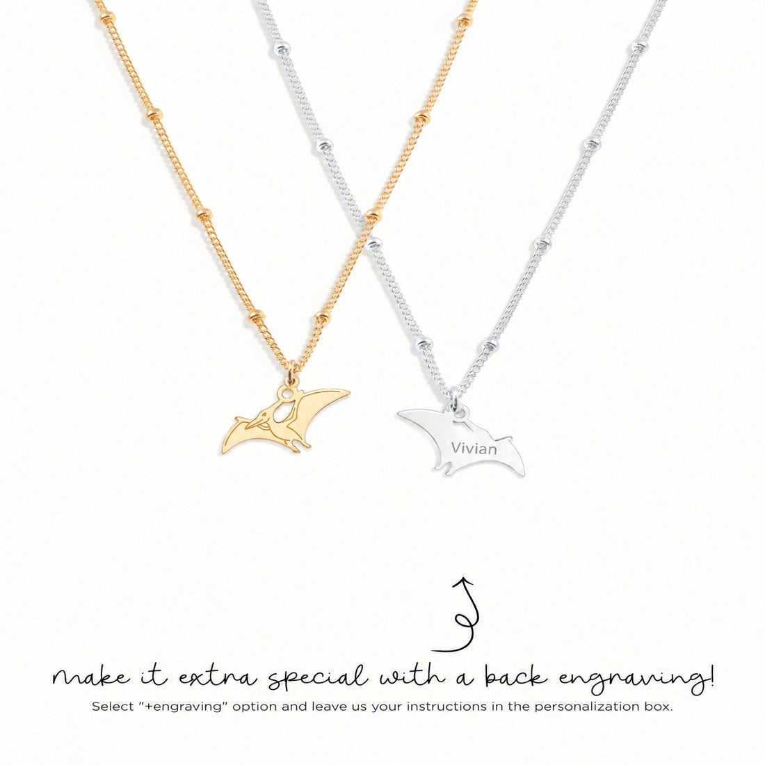 Pterodactyl Charm Beady Necklace