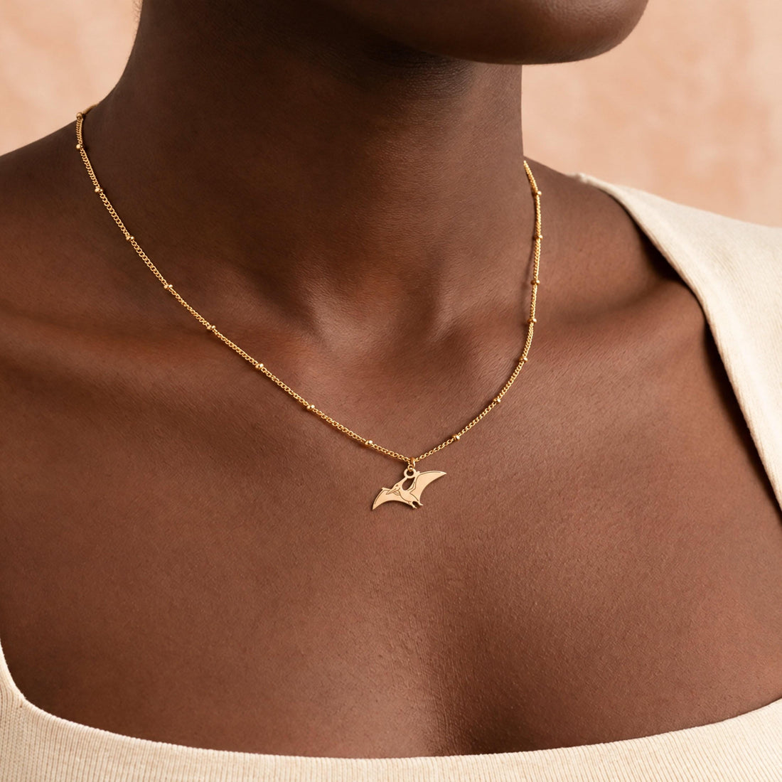 Pterodactyl Charm Beady Necklace