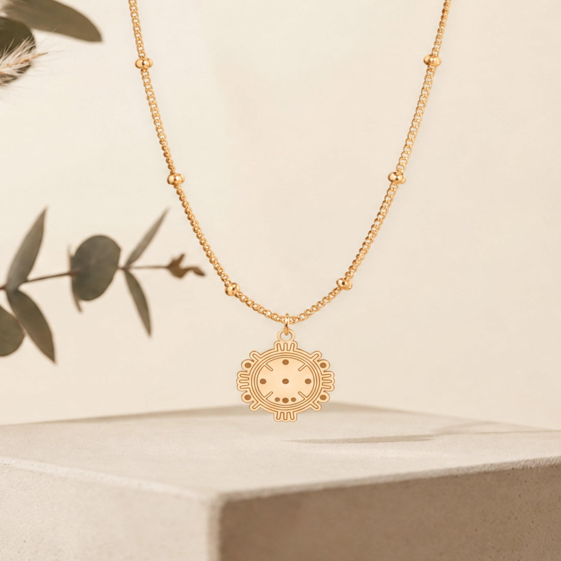 Sun Medallion Charm Necklace