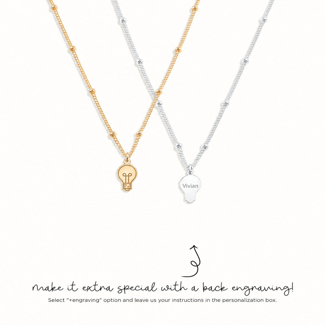Light Bulb Charm Beady Necklace