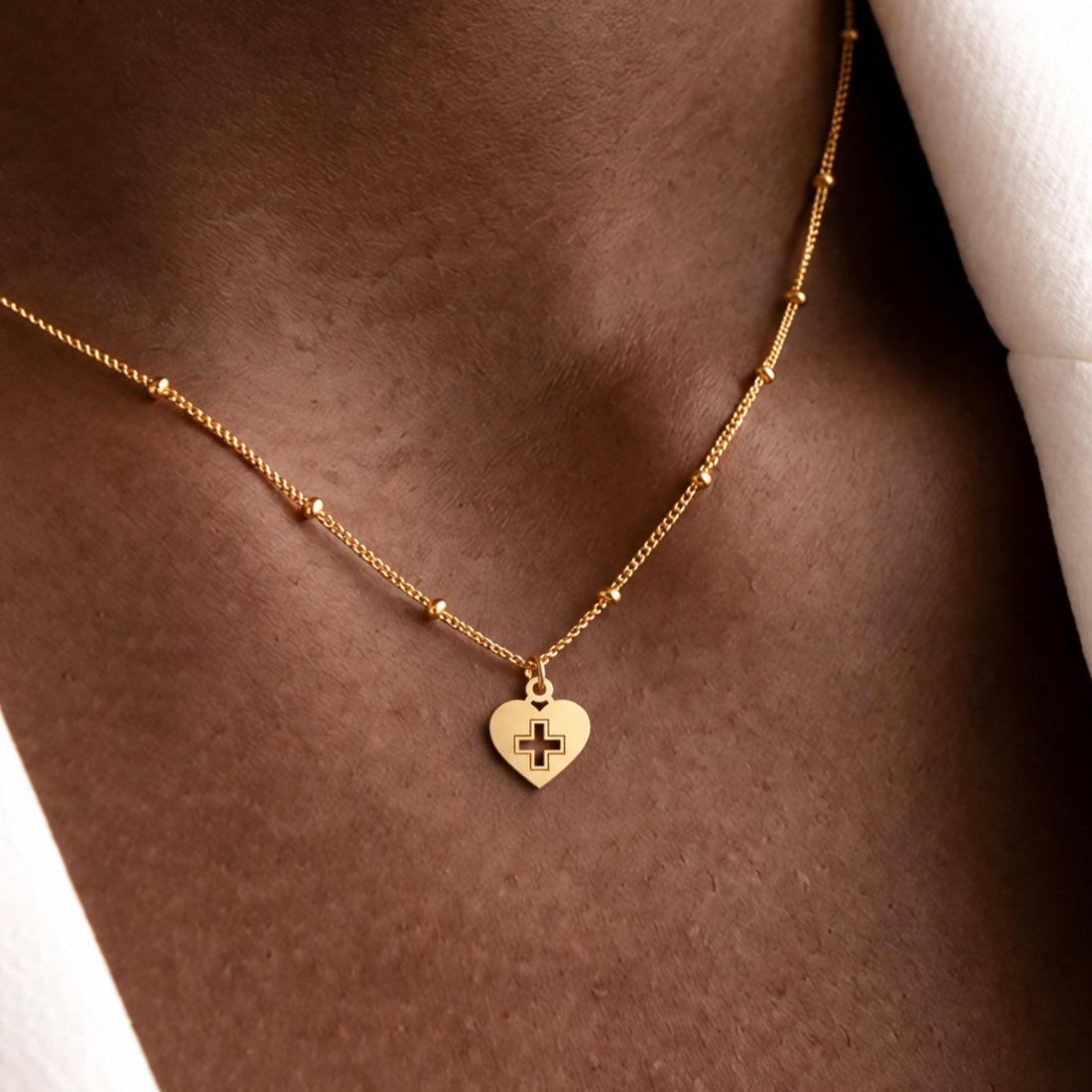 Heart Cross Beady Necklace