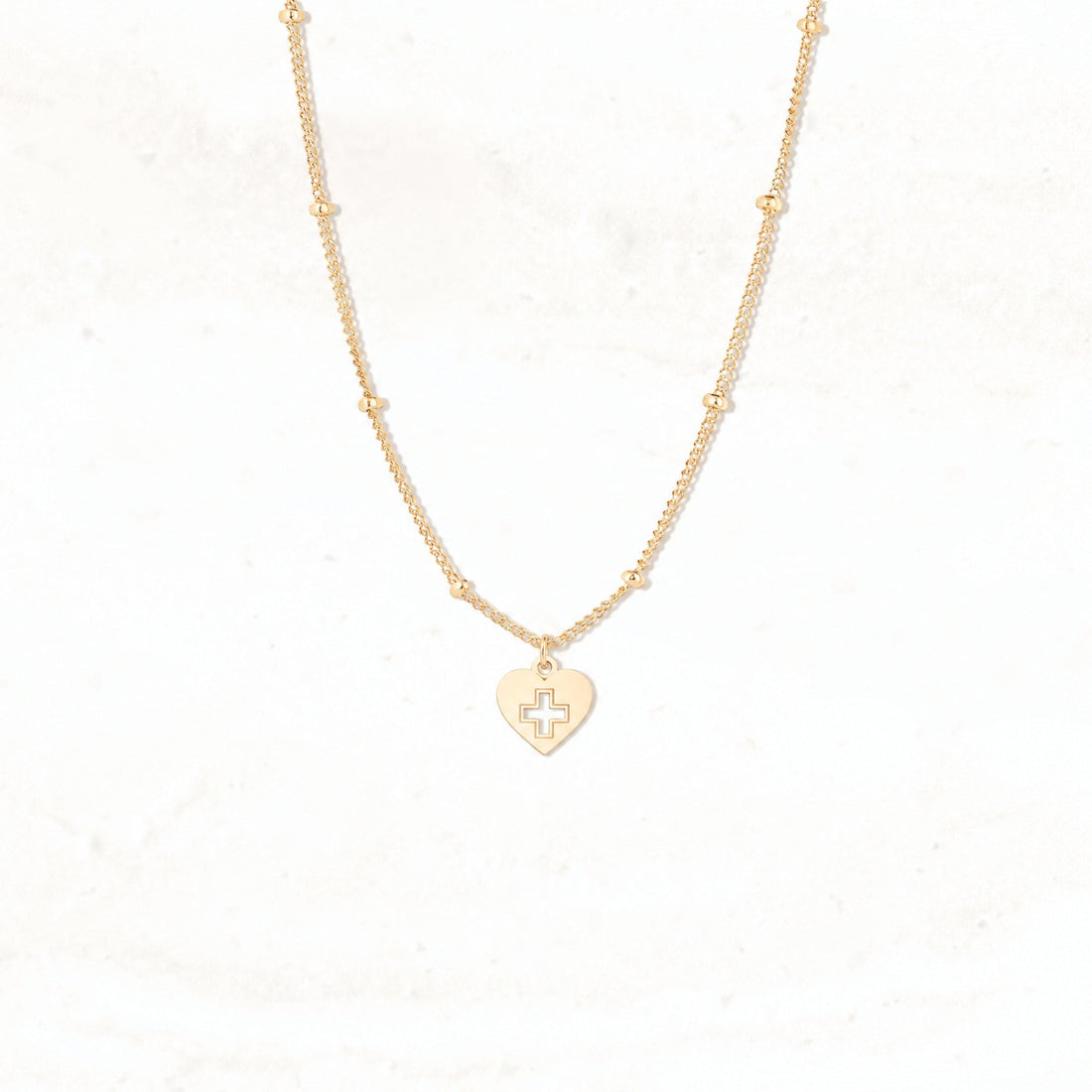 Heart Cross Beady Necklace