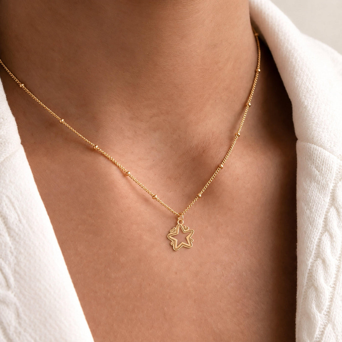Open Center Star Charm Necklace