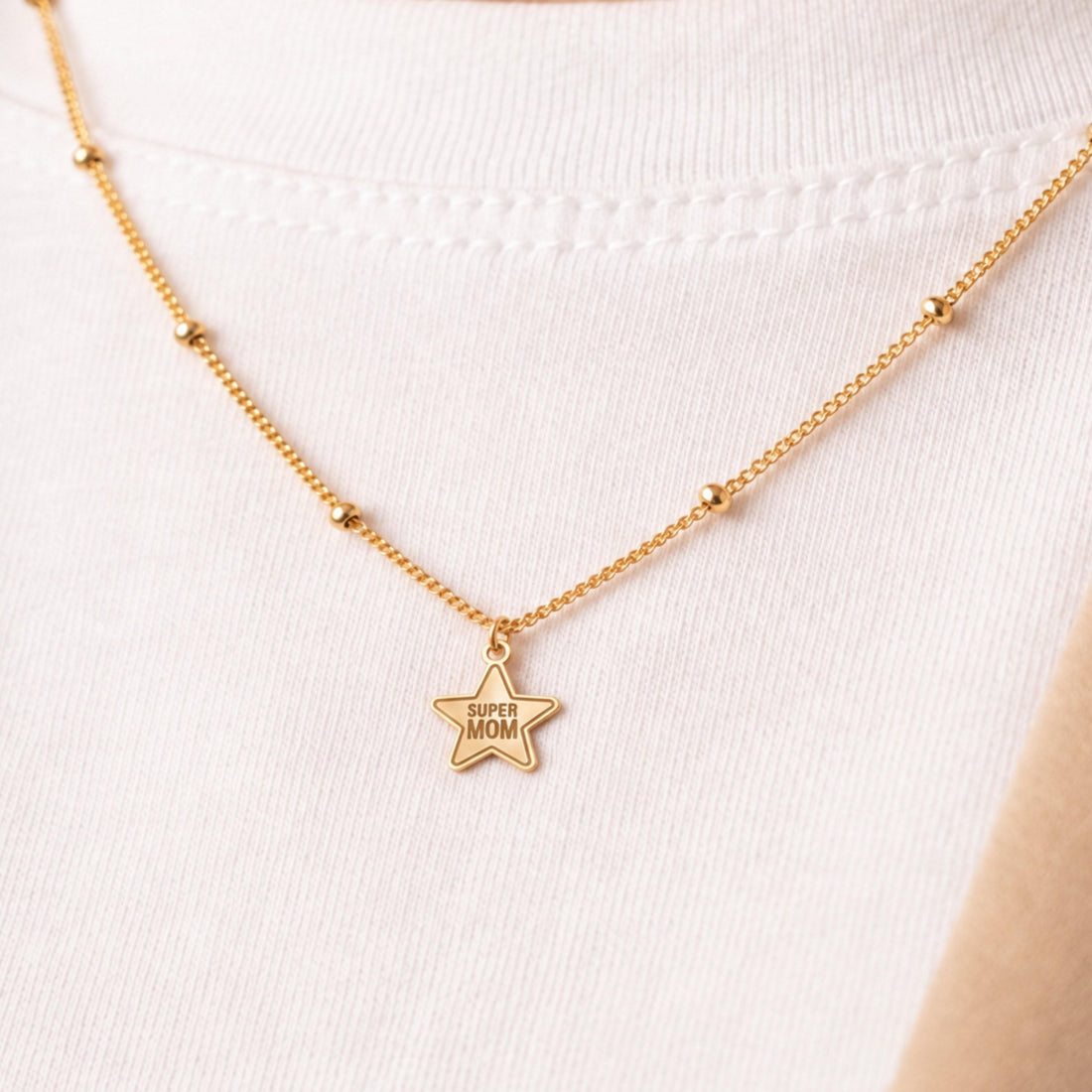 Super Mom Star Charm Necklace