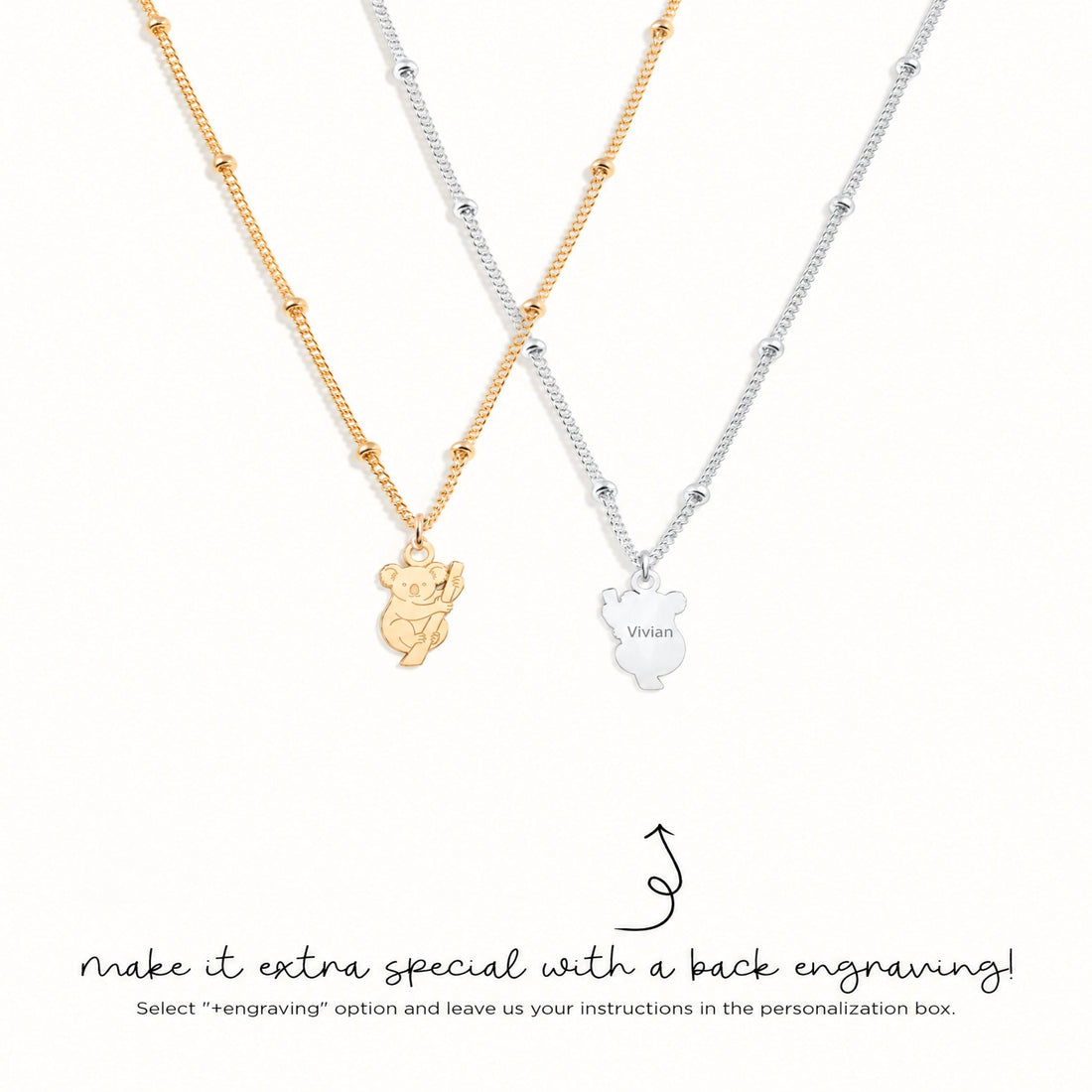 Koala Holding Branch Charm Necklace