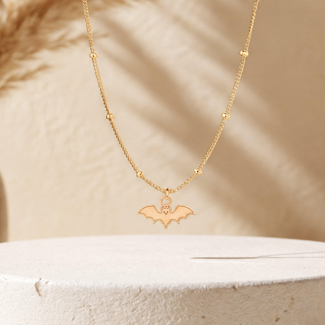 Outstretched Wing Bat Charm Necklace