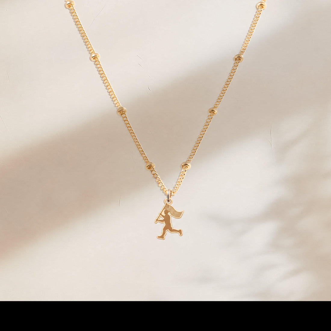 Running Girl Flag Charm Necklace