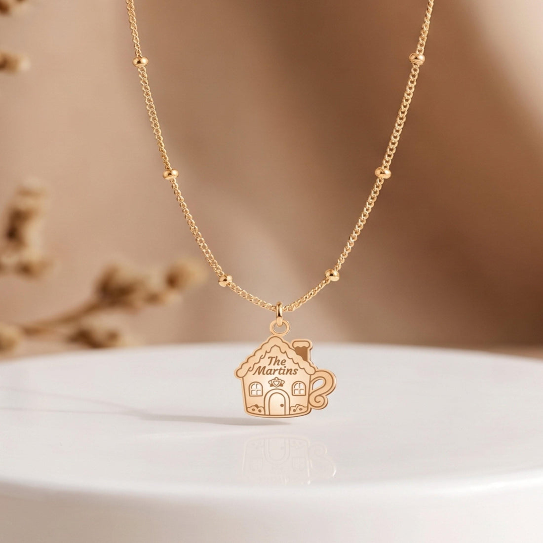 Cottage House Cup Charm Necklace